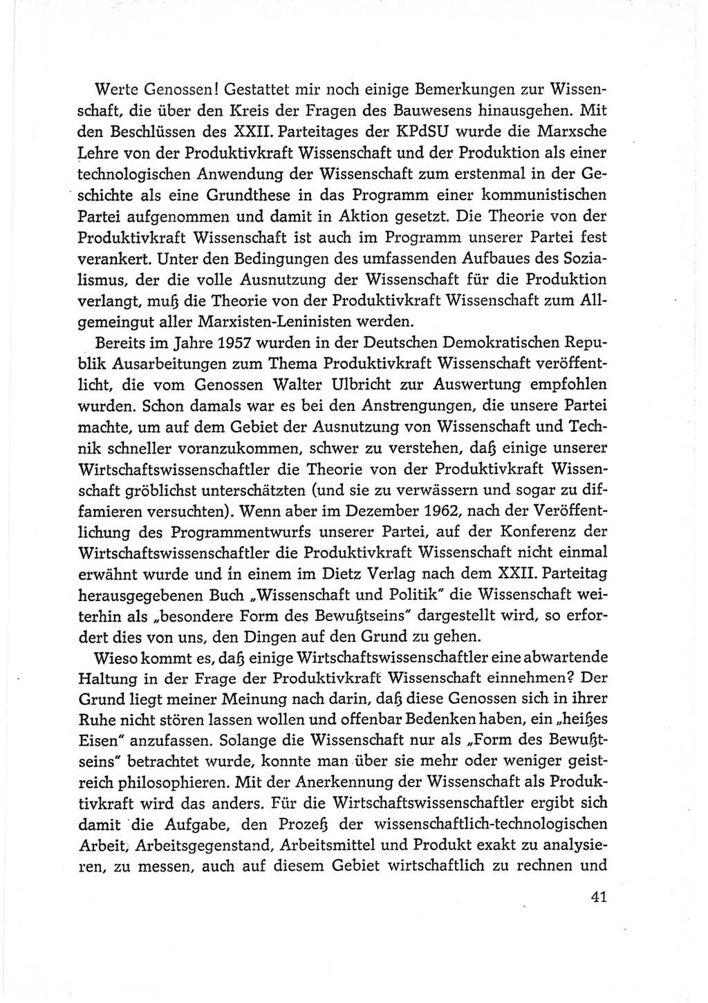 Protokoll der Verhandlungen des Ⅵ. Parteitages der Sozialistischen Einheitspartei Deutschlands (SED) [Deutsche Demokratische Republik (DDR)] 1963, Band Ⅱ, Seite 41 (Prot. Verh. Ⅵ. PT SED DDR 1963, Bd. Ⅱ, S. 41)