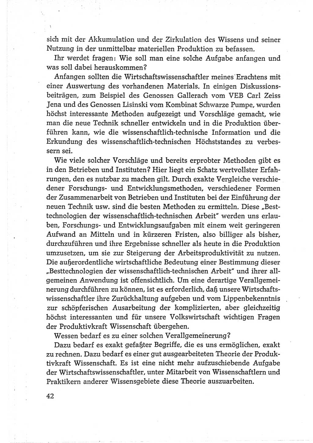 Protokoll der Verhandlungen des Ⅵ. Parteitages der Sozialistischen Einheitspartei Deutschlands (SED) [Deutsche Demokratische Republik (DDR)] 1963, Band Ⅱ, Seite 42 (Prot. Verh. Ⅵ. PT SED DDR 1963, Bd. Ⅱ, S. 42)