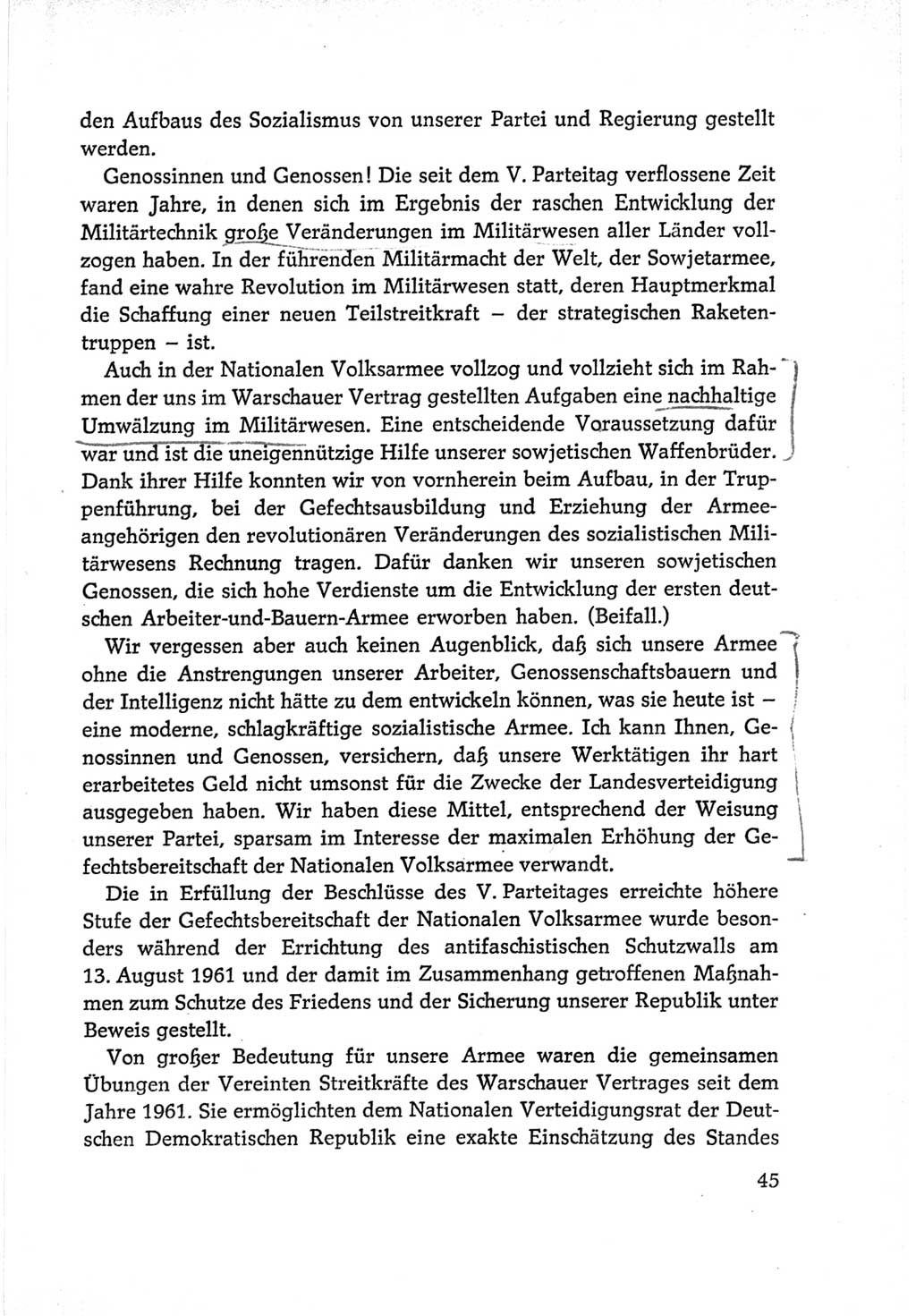 Protokoll der Verhandlungen des Ⅵ. Parteitages der Sozialistischen Einheitspartei Deutschlands (SED) [Deutsche Demokratische Republik (DDR)] 1963, Band Ⅱ, Seite 45 (Prot. Verh. Ⅵ. PT SED DDR 1963, Bd. Ⅱ, S. 45)