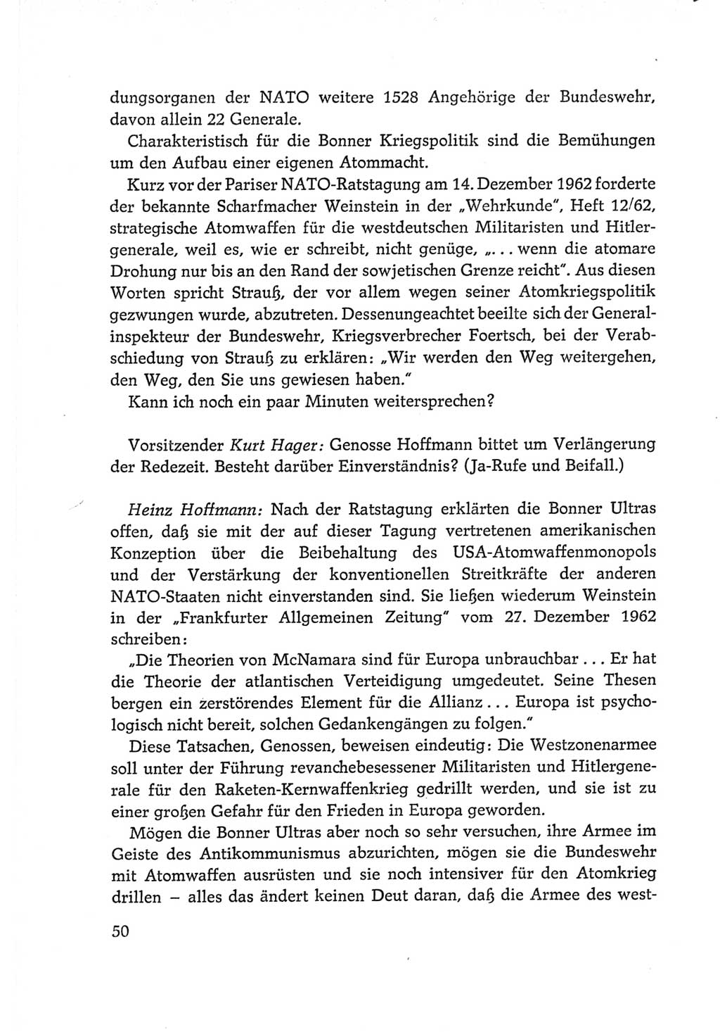 Protokoll der Verhandlungen des Ⅵ. Parteitages der Sozialistischen Einheitspartei Deutschlands (SED) [Deutsche Demokratische Republik (DDR)] 1963, Band Ⅱ, Seite 50 (Prot. Verh. Ⅵ. PT SED DDR 1963, Bd. Ⅱ, S. 50)