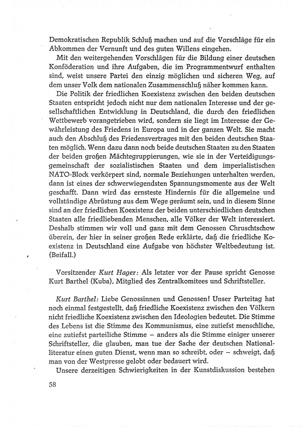 Protokoll der Verhandlungen des Ⅵ. Parteitages der Sozialistischen Einheitspartei Deutschlands (SED) [Deutsche Demokratische Republik (DDR)] 1963, Band Ⅱ, Seite 58 (Prot. Verh. Ⅵ. PT SED DDR 1963, Bd. Ⅱ, S. 58)