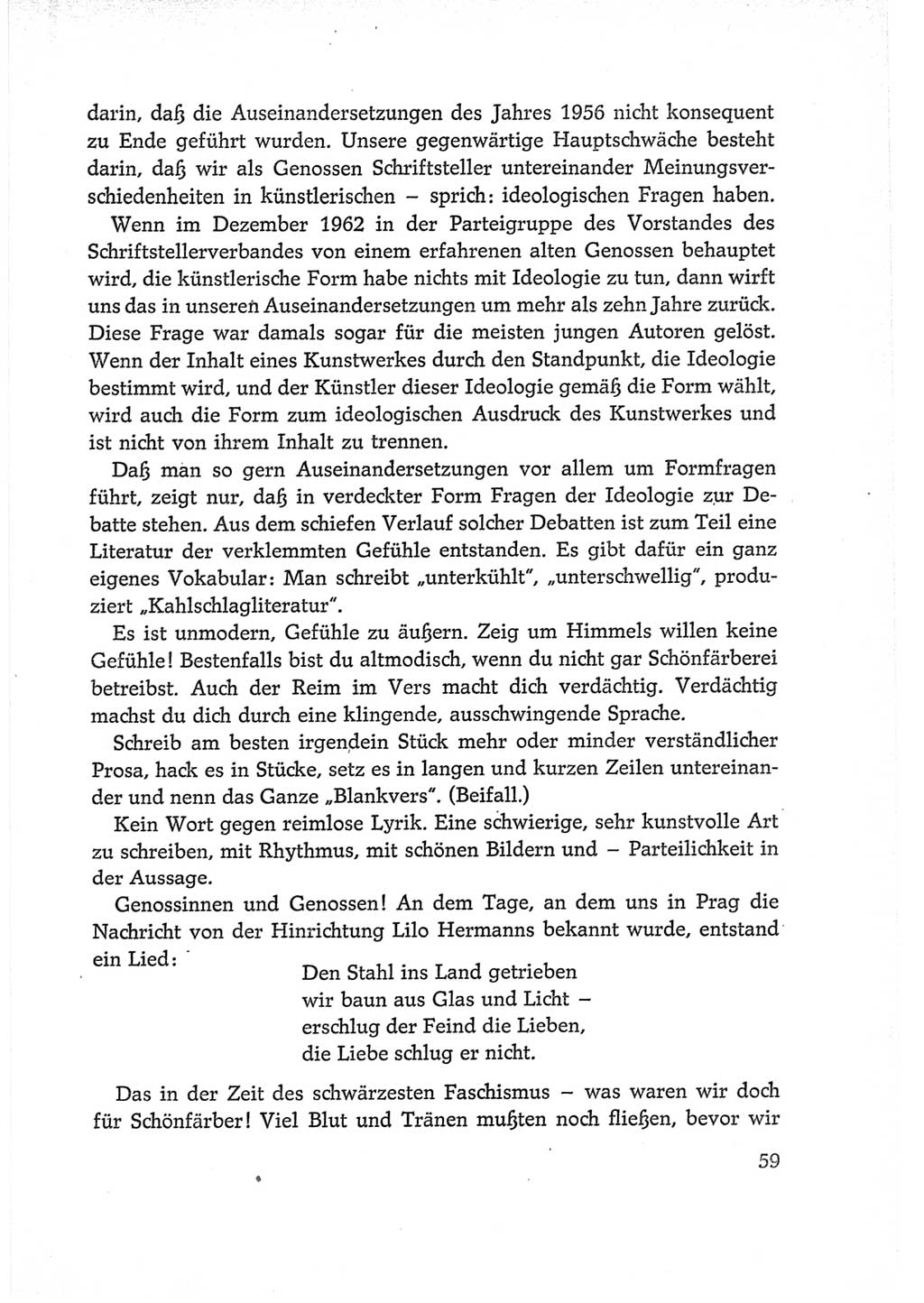 Protokoll der Verhandlungen des Ⅵ. Parteitages der Sozialistischen Einheitspartei Deutschlands (SED) [Deutsche Demokratische Republik (DDR)] 1963, Band Ⅱ, Seite 59 (Prot. Verh. Ⅵ. PT SED DDR 1963, Bd. Ⅱ, S. 59)