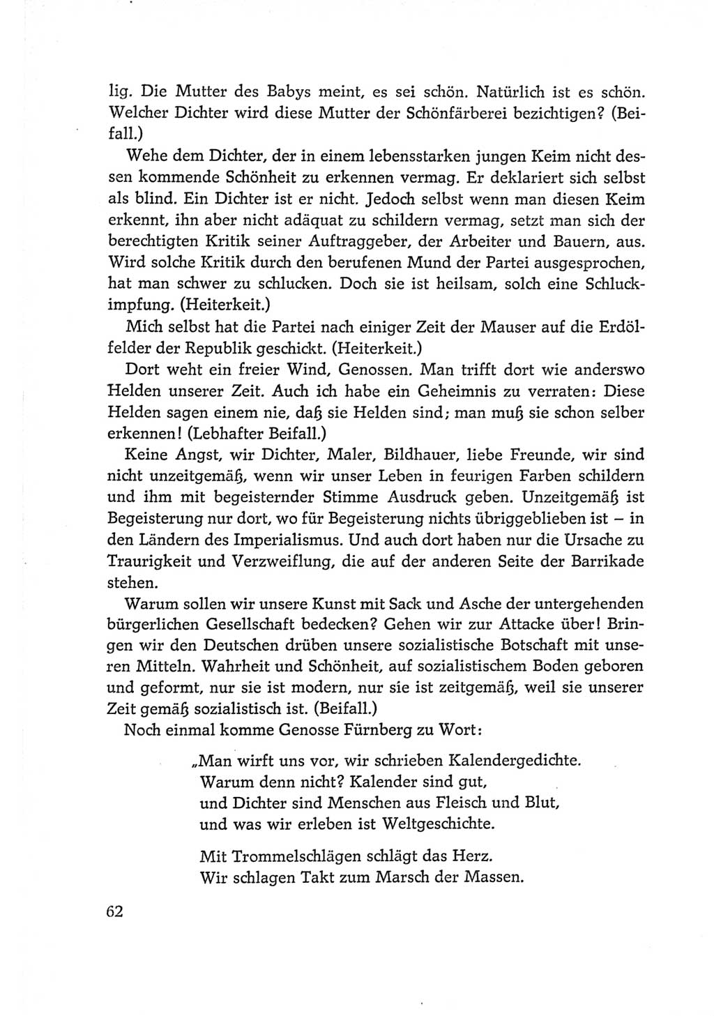 Protokoll der Verhandlungen des Ⅵ. Parteitages der Sozialistischen Einheitspartei Deutschlands (SED) [Deutsche Demokratische Republik (DDR)] 1963, Band Ⅱ, Seite 62 (Prot. Verh. Ⅵ. PT SED DDR 1963, Bd. Ⅱ, S. 62)