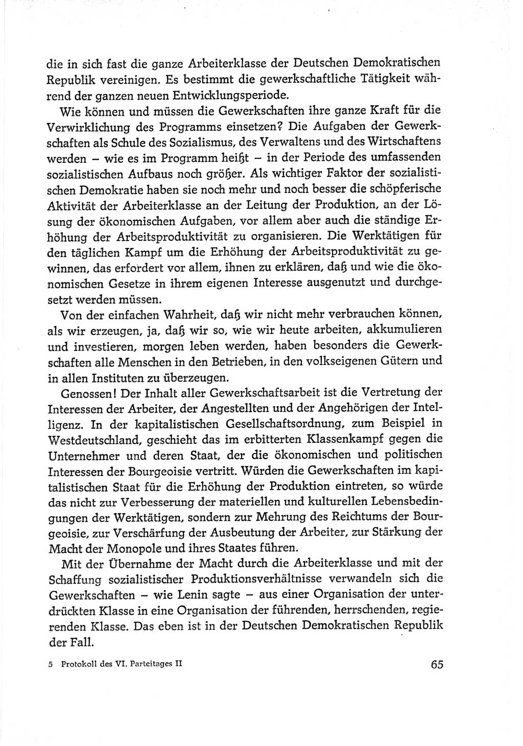 Protokoll der Verhandlungen des Ⅵ. Parteitages der Sozialistischen Einheitspartei Deutschlands (SED) [Deutsche Demokratische Republik (DDR)] 1963, Band Ⅱ, Seite 65 (Prot. Verh. Ⅵ. PT SED DDR 1963, Bd. Ⅱ, S. 65)