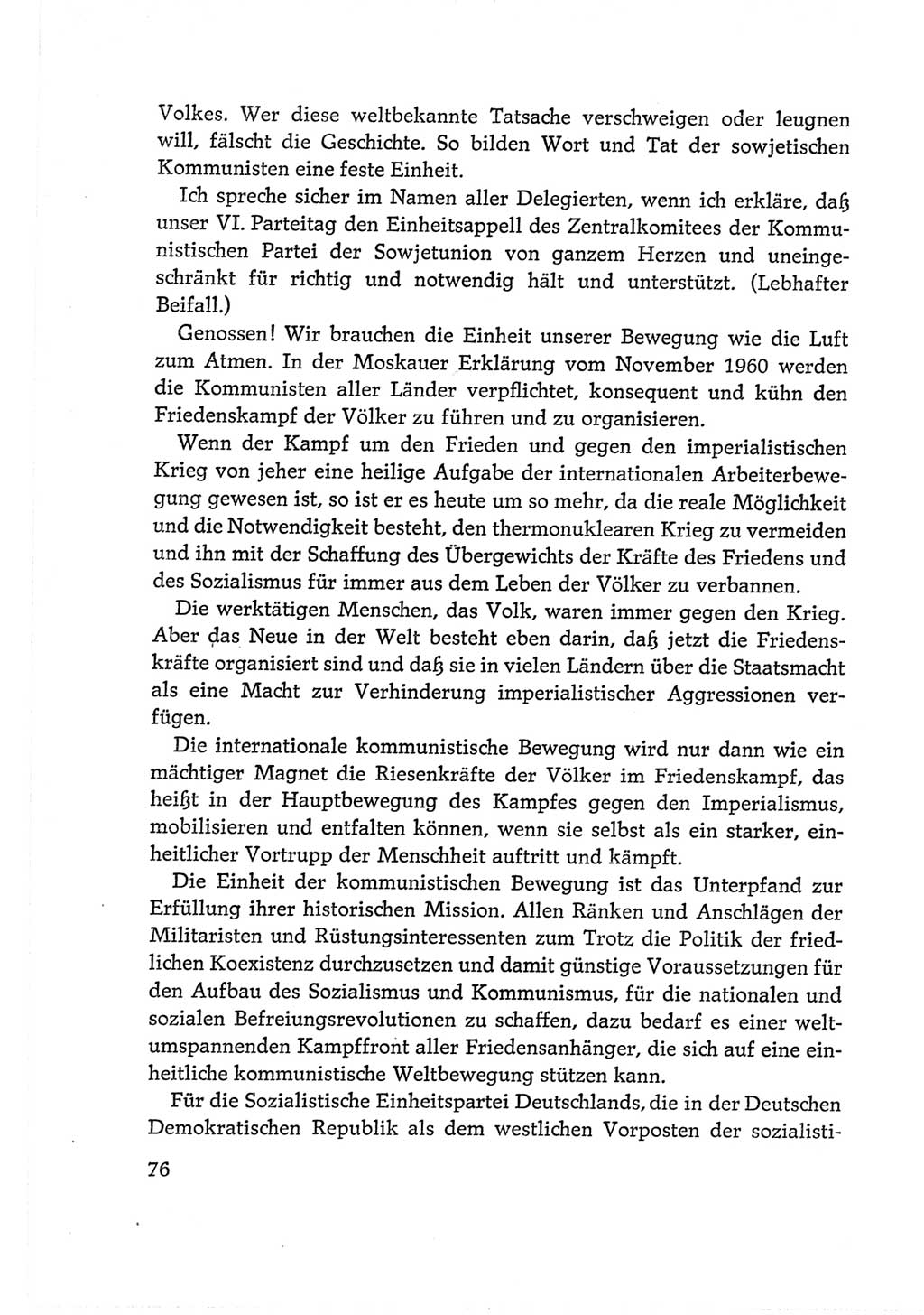 Protokoll der Verhandlungen des Ⅵ. Parteitages der Sozialistischen Einheitspartei Deutschlands (SED) [Deutsche Demokratische Republik (DDR)] 1963, Band Ⅱ, Seite 76 (Prot. Verh. Ⅵ. PT SED DDR 1963, Bd. Ⅱ, S. 76)