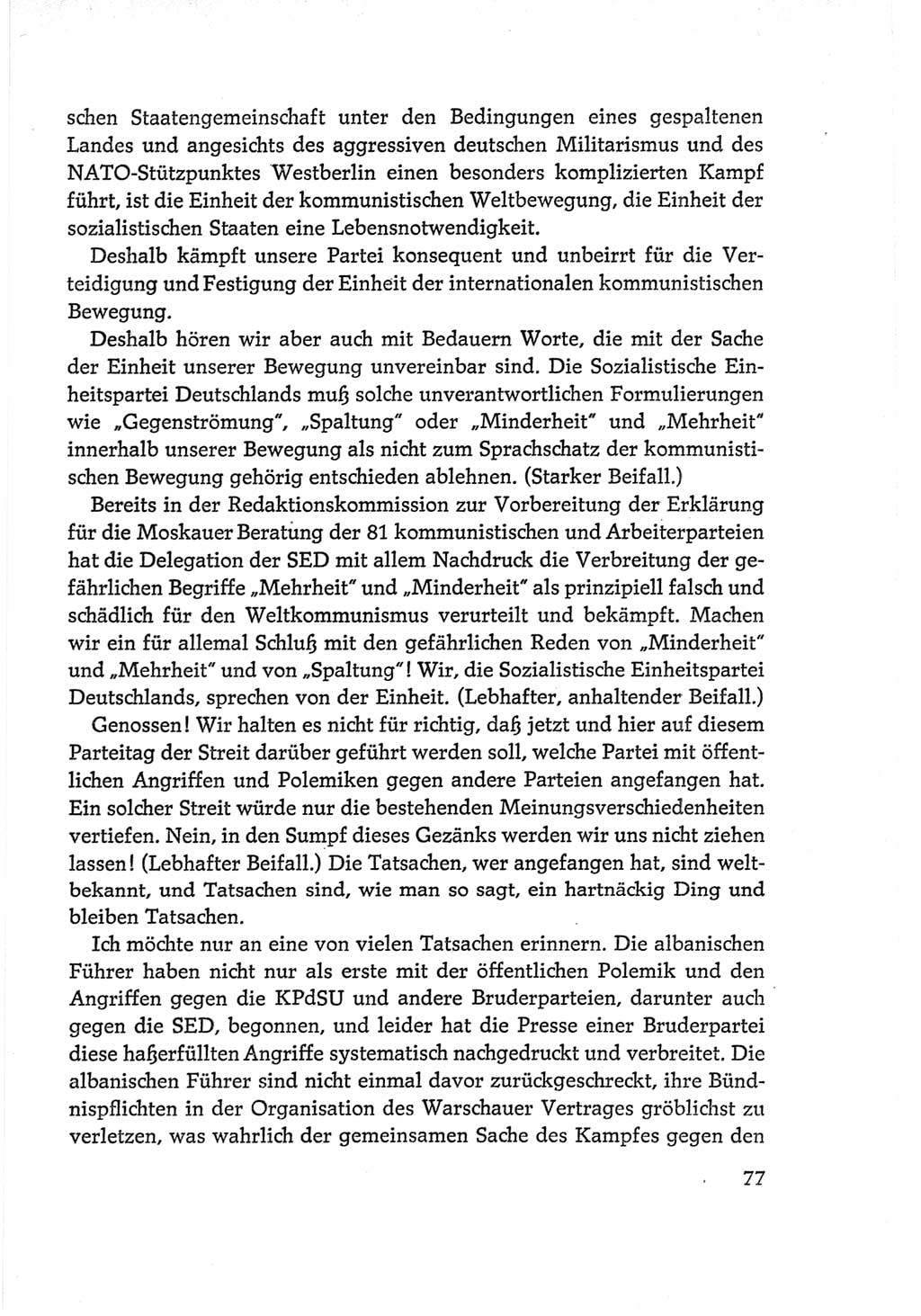 Protokoll der Verhandlungen des Ⅵ. Parteitages der Sozialistischen Einheitspartei Deutschlands (SED) [Deutsche Demokratische Republik (DDR)] 1963, Band Ⅱ, Seite 77 (Prot. Verh. Ⅵ. PT SED DDR 1963, Bd. Ⅱ, S. 77)