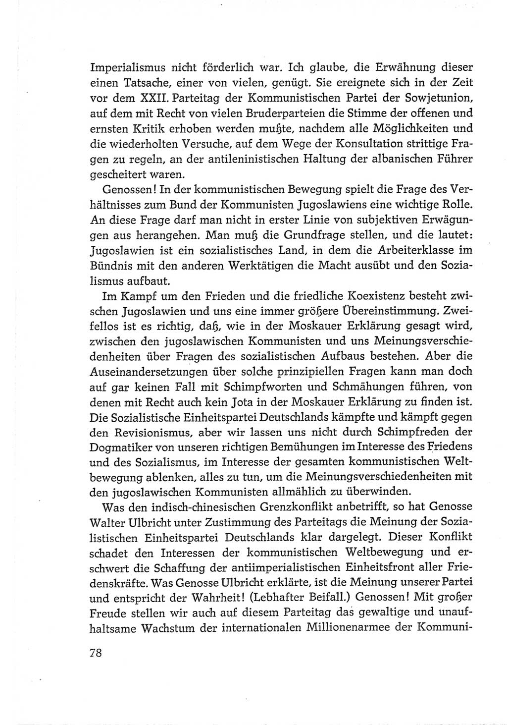Protokoll der Verhandlungen des Ⅵ. Parteitages der Sozialistischen Einheitspartei Deutschlands (SED) [Deutsche Demokratische Republik (DDR)] 1963, Band Ⅱ, Seite 78 (Prot. Verh. Ⅵ. PT SED DDR 1963, Bd. Ⅱ, S. 78)