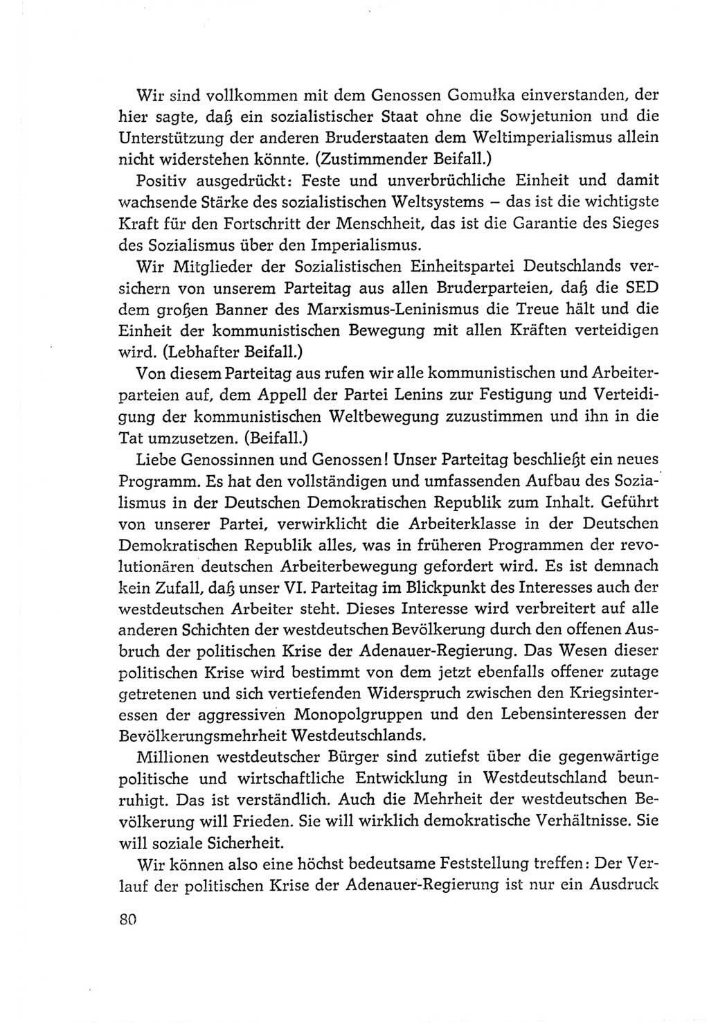 Protokoll der Verhandlungen des Ⅵ. Parteitages der Sozialistischen Einheitspartei Deutschlands (SED) [Deutsche Demokratische Republik (DDR)] 1963, Band Ⅱ, Seite 80 (Prot. Verh. Ⅵ. PT SED DDR 1963, Bd. Ⅱ, S. 80)