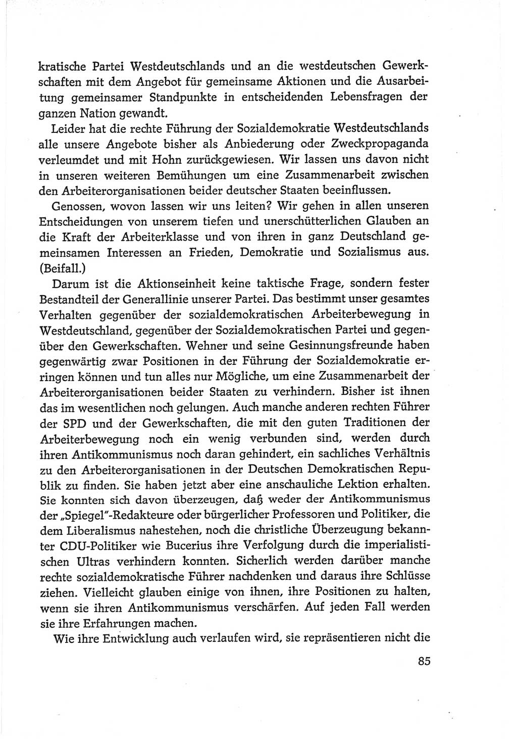 Protokoll der Verhandlungen des Ⅵ. Parteitages der Sozialistischen Einheitspartei Deutschlands (SED) [Deutsche Demokratische Republik (DDR)] 1963, Band Ⅱ, Seite 85 (Prot. Verh. Ⅵ. PT SED DDR 1963, Bd. Ⅱ, S. 85)