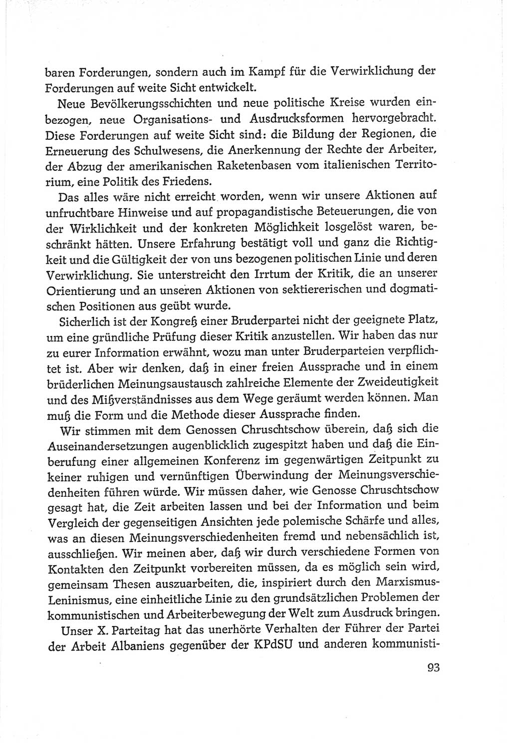 Protokoll der Verhandlungen des Ⅵ. Parteitages der Sozialistischen Einheitspartei Deutschlands (SED) [Deutsche Demokratische Republik (DDR)] 1963, Band Ⅱ, Seite 93 (Prot. Verh. Ⅵ. PT SED DDR 1963, Bd. Ⅱ, S. 93)