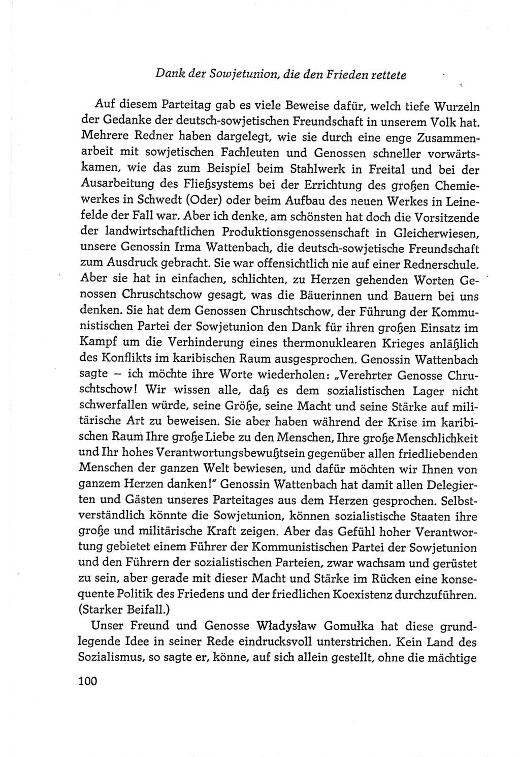 Protokoll der Verhandlungen des Ⅵ. Parteitages der Sozialistischen Einheitspartei Deutschlands (SED) [Deutsche Demokratische Republik (DDR)] 1963, Band Ⅱ, Seite 100 (Prot. Verh. Ⅵ. PT SED DDR 1963, Bd. Ⅱ, S. 100)