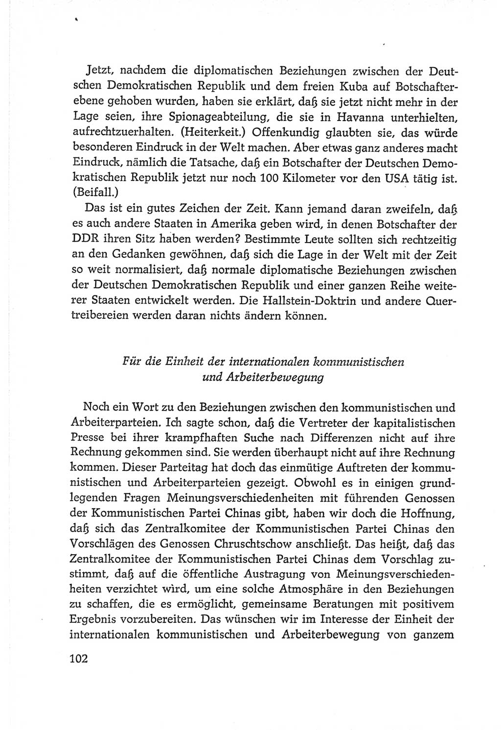 Protokoll der Verhandlungen des Ⅵ. Parteitages der Sozialistischen Einheitspartei Deutschlands (SED) [Deutsche Demokratische Republik (DDR)] 1963, Band Ⅱ, Seite 102 (Prot. Verh. Ⅵ. PT SED DDR 1963, Bd. Ⅱ, S. 102)
