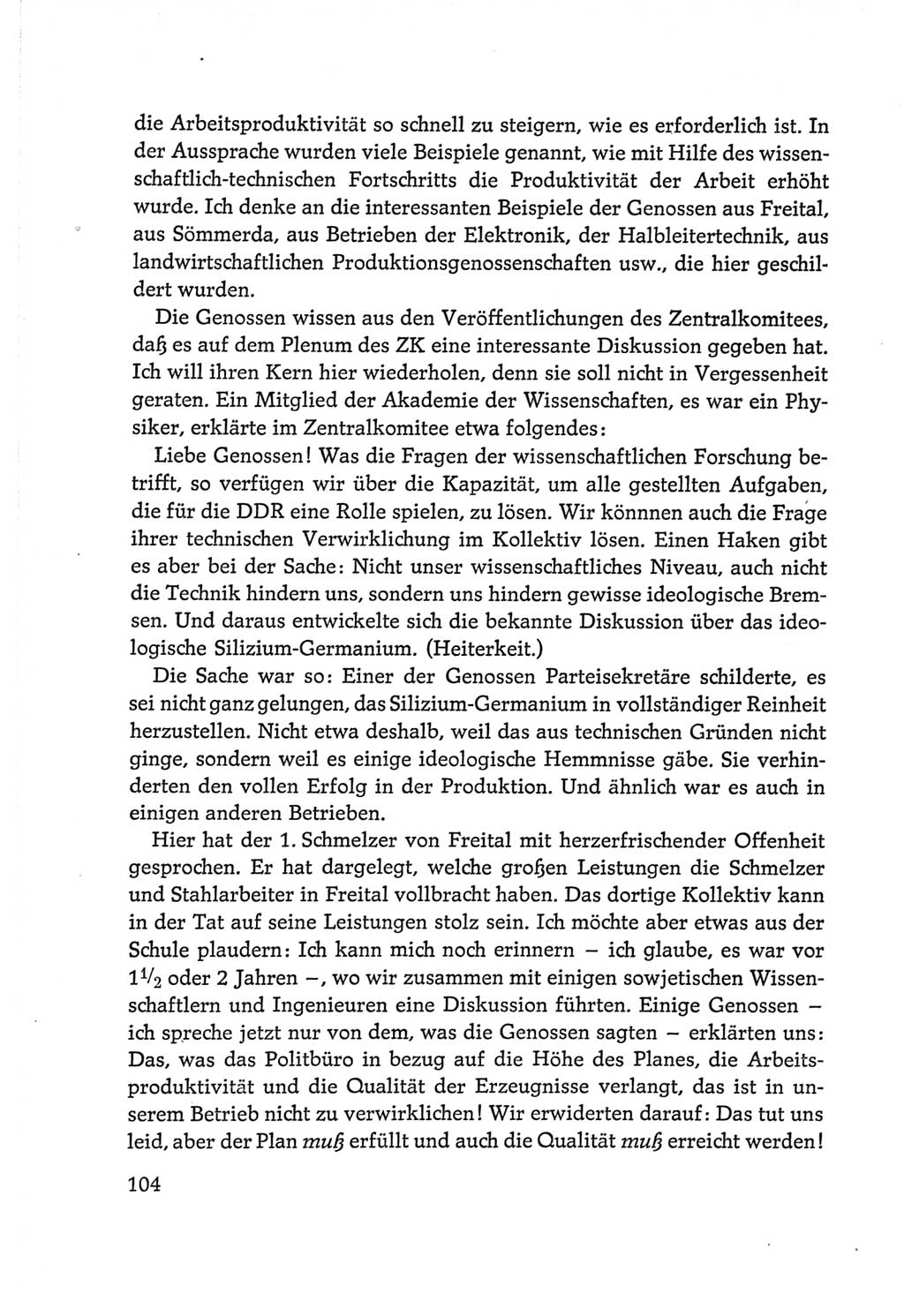Protokoll der Verhandlungen des Ⅵ. Parteitages der Sozialistischen Einheitspartei Deutschlands (SED) [Deutsche Demokratische Republik (DDR)] 1963, Band Ⅱ, Seite 104 (Prot. Verh. Ⅵ. PT SED DDR 1963, Bd. Ⅱ, S. 104)
