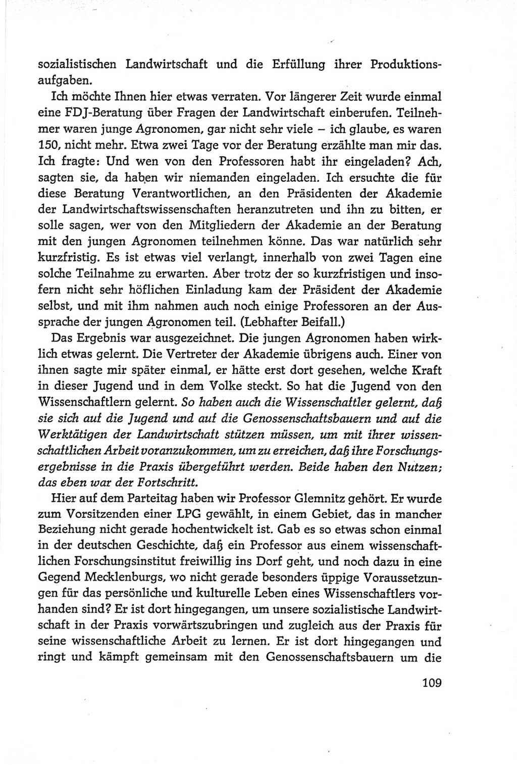 Protokoll der Verhandlungen des Ⅵ. Parteitages der Sozialistischen Einheitspartei Deutschlands (SED) [Deutsche Demokratische Republik (DDR)] 1963, Band Ⅱ, Seite 109 (Prot. Verh. Ⅵ. PT SED DDR 1963, Bd. Ⅱ, S. 109)