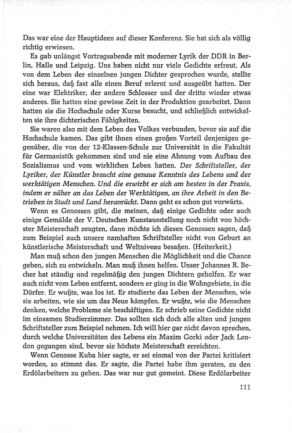 Protokoll der Verhandlungen des Ⅵ. Parteitages der Sozialistischen Einheitspartei Deutschlands (SED) [Deutsche Demokratische Republik (DDR)] 1963, Band Ⅱ, Seite 111 (Prot. Verh. Ⅵ. PT SED DDR 1963, Bd. Ⅱ, S. 111)