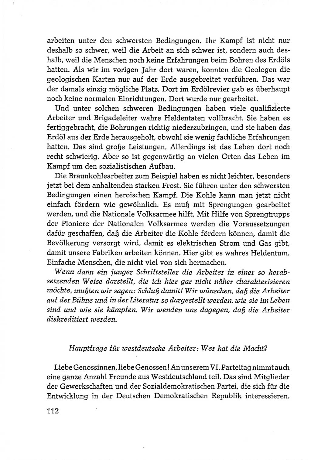 Protokoll der Verhandlungen des Ⅵ. Parteitages der Sozialistischen Einheitspartei Deutschlands (SED) [Deutsche Demokratische Republik (DDR)] 1963, Band Ⅱ, Seite 112 (Prot. Verh. Ⅵ. PT SED DDR 1963, Bd. Ⅱ, S. 112)