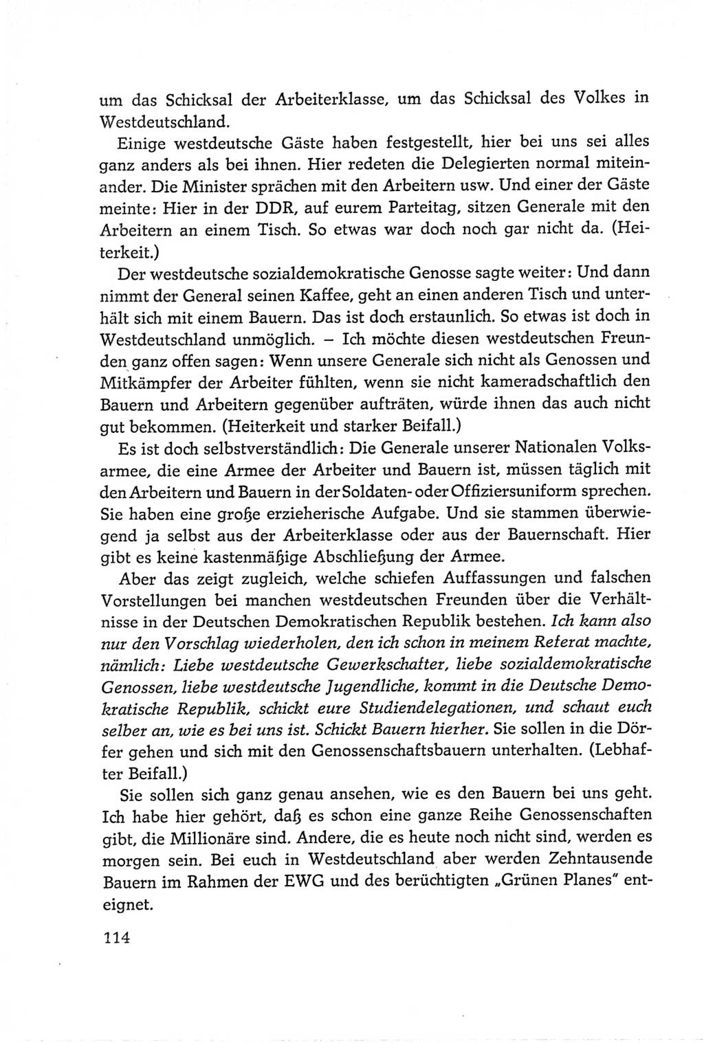 Protokoll der Verhandlungen des Ⅵ. Parteitages der Sozialistischen Einheitspartei Deutschlands (SED) [Deutsche Demokratische Republik (DDR)] 1963, Band Ⅱ, Seite 114 (Prot. Verh. Ⅵ. PT SED DDR 1963, Bd. Ⅱ, S. 114)