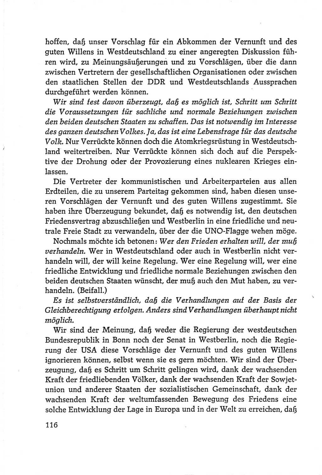 Protokoll der Verhandlungen des Ⅵ. Parteitages der Sozialistischen Einheitspartei Deutschlands (SED) [Deutsche Demokratische Republik (DDR)] 1963, Band Ⅱ, Seite 116 (Prot. Verh. Ⅵ. PT SED DDR 1963, Bd. Ⅱ, S. 116)