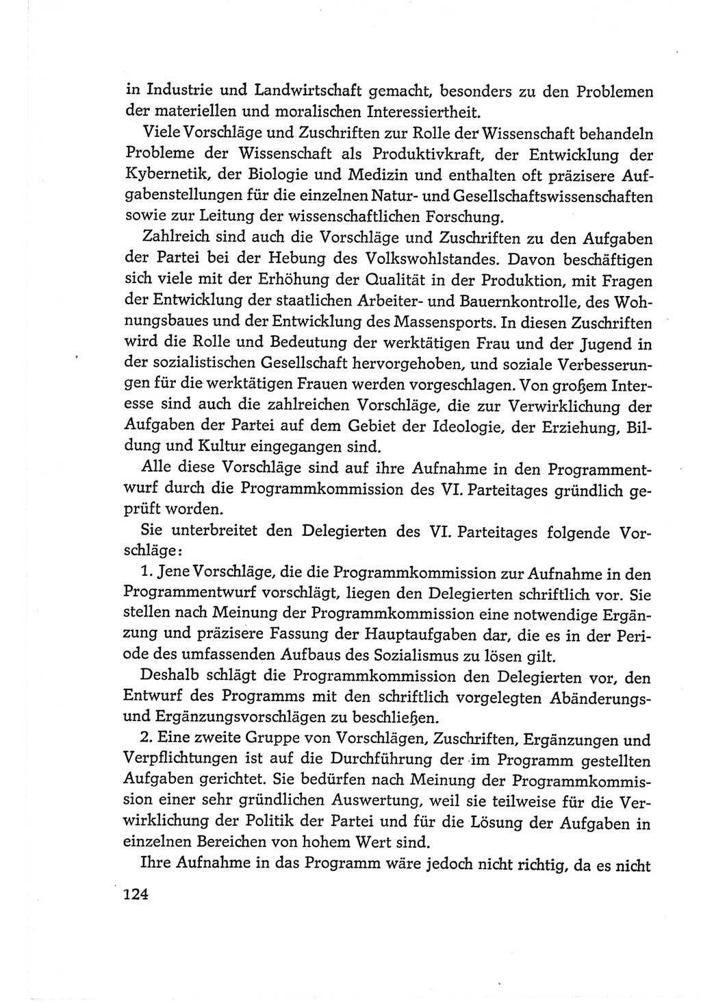 Protokoll der Verhandlungen des Ⅵ. Parteitages der Sozialistischen Einheitspartei Deutschlands (SED) [Deutsche Demokratische Republik (DDR)] 1963, Band Ⅱ, Seite 124 (Prot. Verh. Ⅵ. PT SED DDR 1963, Bd. Ⅱ, S. 124)