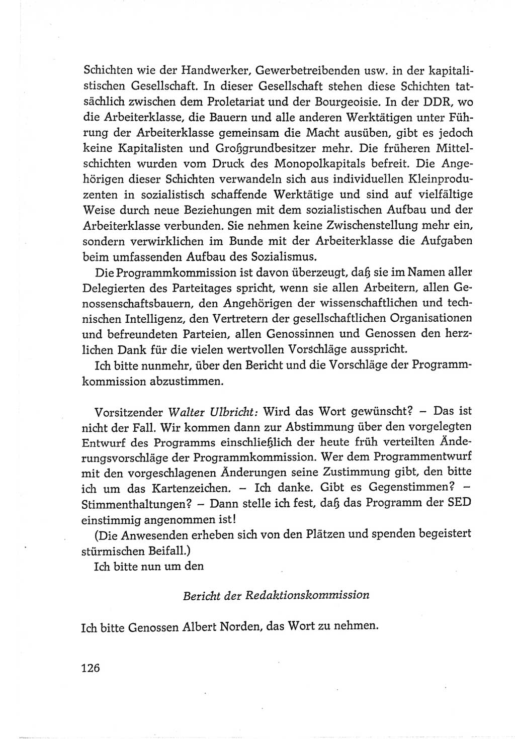 Protokoll der Verhandlungen des Ⅵ. Parteitages der Sozialistischen Einheitspartei Deutschlands (SED) [Deutsche Demokratische Republik (DDR)] 1963, Band Ⅱ, Seite 126 (Prot. Verh. Ⅵ. PT SED DDR 1963, Bd. Ⅱ, S. 126)