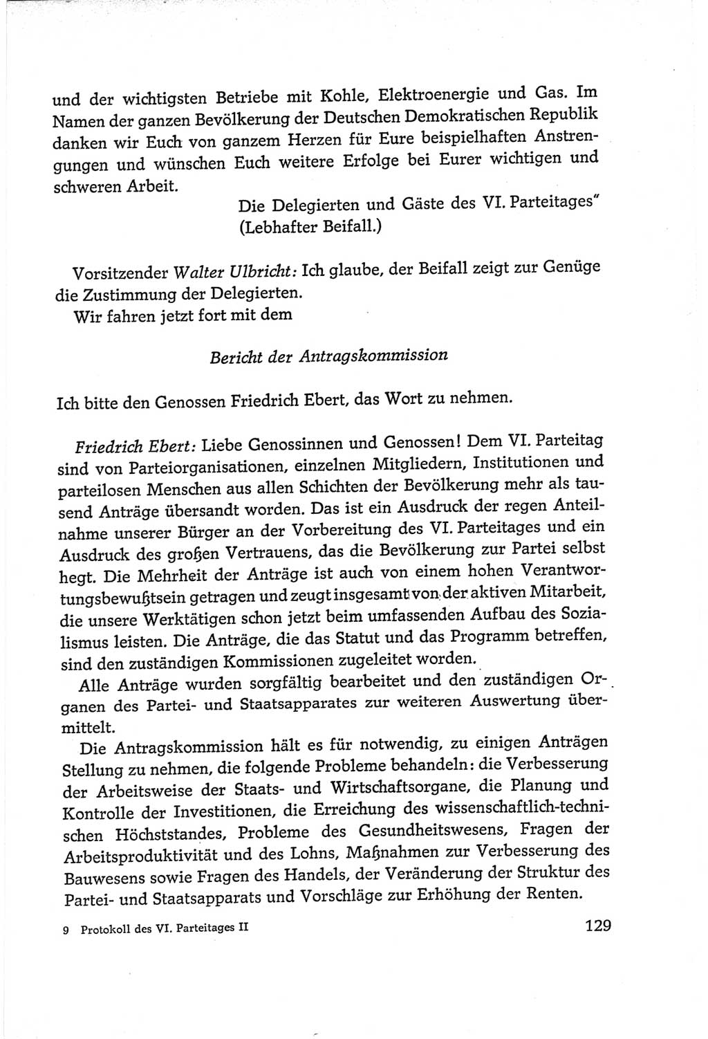 Protokoll der Verhandlungen des Ⅵ. Parteitages der Sozialistischen Einheitspartei Deutschlands (SED) [Deutsche Demokratische Republik (DDR)] 1963, Band Ⅱ, Seite 129 (Prot. Verh. Ⅵ. PT SED DDR 1963, Bd. Ⅱ, S. 129)