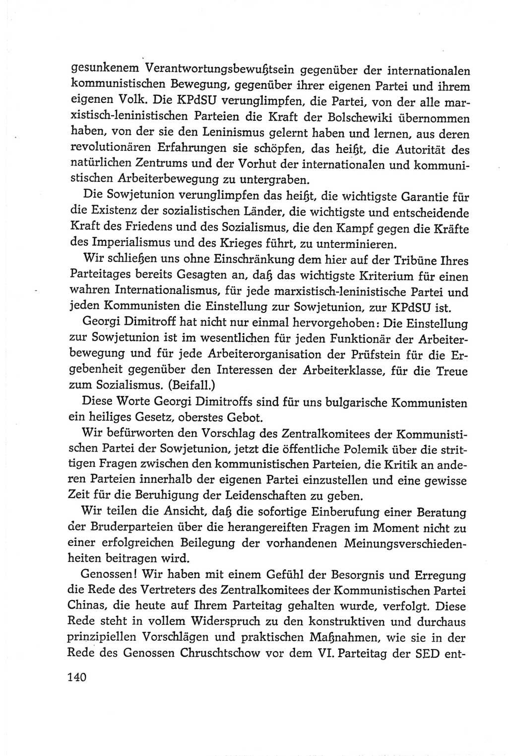 Protokoll der Verhandlungen des Ⅵ. Parteitages der Sozialistischen Einheitspartei Deutschlands (SED) [Deutsche Demokratische Republik (DDR)] 1963, Band Ⅱ, Seite 140 (Prot. Verh. Ⅵ. PT SED DDR 1963, Bd. Ⅱ, S. 140)