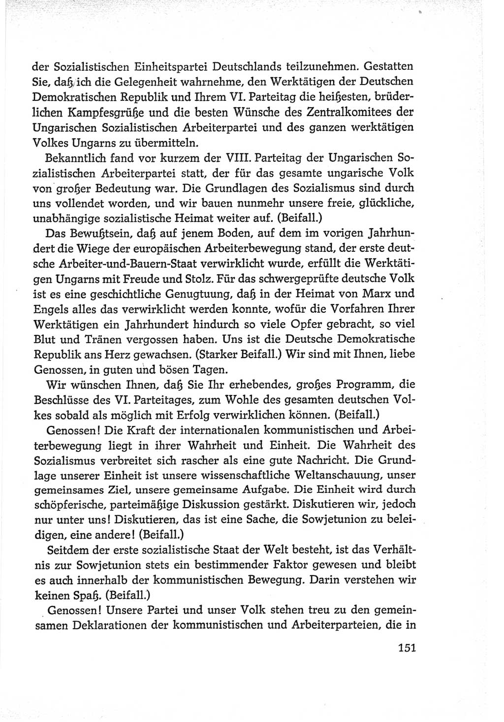 Protokoll der Verhandlungen des Ⅵ. Parteitages der Sozialistischen Einheitspartei Deutschlands (SED) [Deutsche Demokratische Republik (DDR)] 1963, Band Ⅱ, Seite 151 (Prot. Verh. Ⅵ. PT SED DDR 1963, Bd. Ⅱ, S. 151)