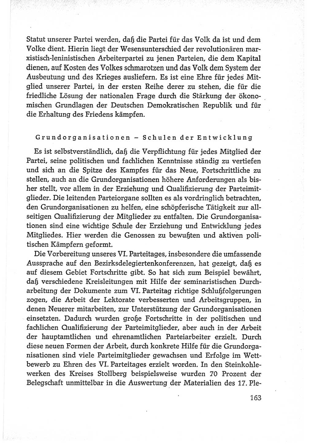 Protokoll der Verhandlungen des Ⅵ. Parteitages der Sozialistischen Einheitspartei Deutschlands (SED) [Deutsche Demokratische Republik (DDR)] 1963, Band Ⅱ, Seite 163 (Prot. Verh. Ⅵ. PT SED DDR 1963, Bd. Ⅱ, S. 163)