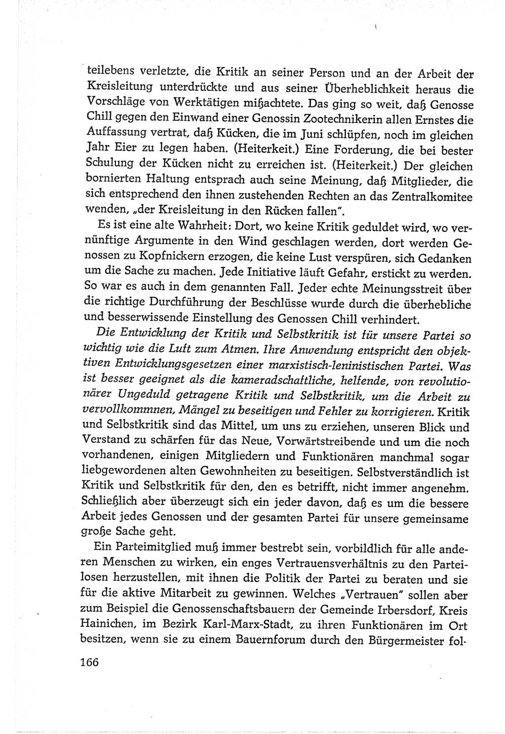 Protokoll der Verhandlungen des Ⅵ. Parteitages der Sozialistischen Einheitspartei Deutschlands (SED) [Deutsche Demokratische Republik (DDR)] 1963, Band Ⅱ, Seite 166 (Prot. Verh. Ⅵ. PT SED DDR 1963, Bd. Ⅱ, S. 166)