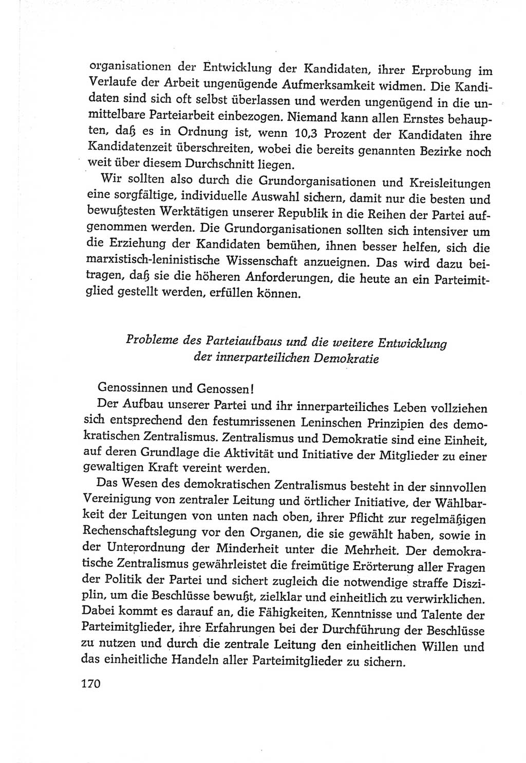 Protokoll der Verhandlungen des Ⅵ. Parteitages der Sozialistischen Einheitspartei Deutschlands (SED) [Deutsche Demokratische Republik (DDR)] 1963, Band Ⅱ, Seite 170 (Prot. Verh. Ⅵ. PT SED DDR 1963, Bd. Ⅱ, S. 170)