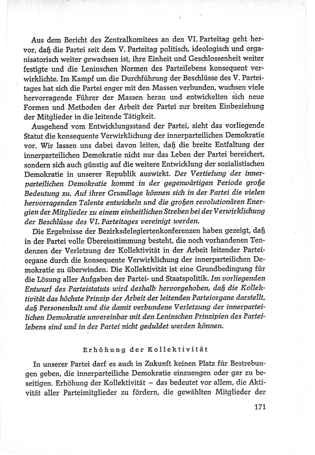 Protokoll der Verhandlungen des Ⅵ. Parteitages der Sozialistischen Einheitspartei Deutschlands (SED) [Deutsche Demokratische Republik (DDR)] 1963, Band Ⅱ, Seite 171 (Prot. Verh. Ⅵ. PT SED DDR 1963, Bd. Ⅱ, S. 171)