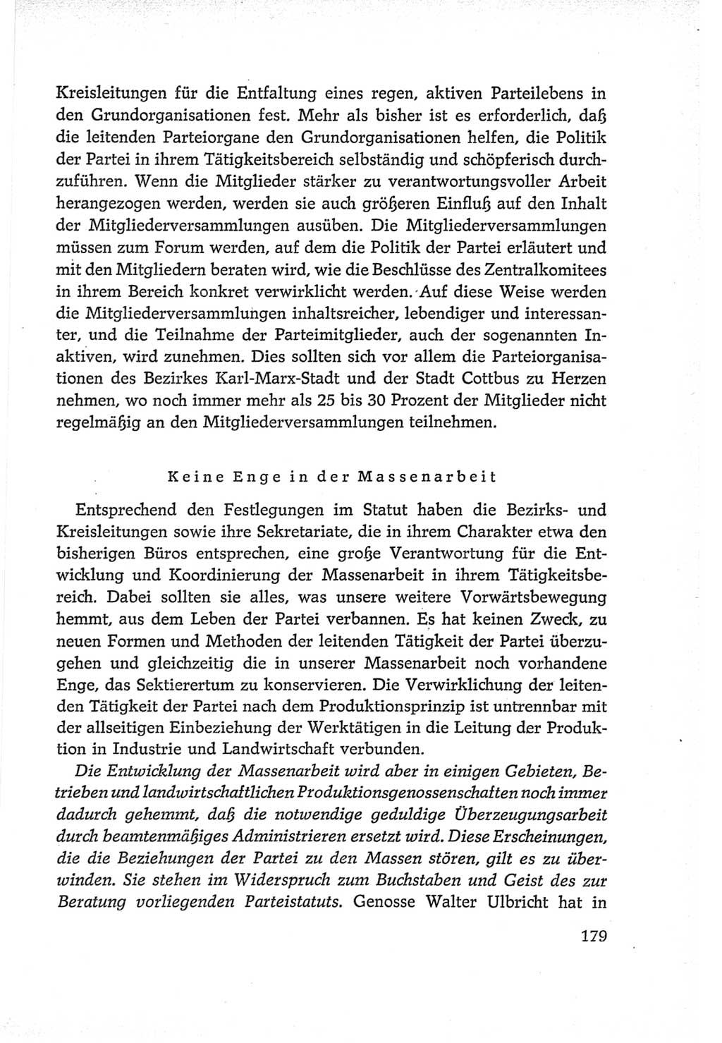 Protokoll der Verhandlungen des Ⅵ. Parteitages der Sozialistischen Einheitspartei Deutschlands (SED) [Deutsche Demokratische Republik (DDR)] 1963, Band Ⅱ, Seite 179 (Prot. Verh. Ⅵ. PT SED DDR 1963, Bd. Ⅱ, S. 179)
