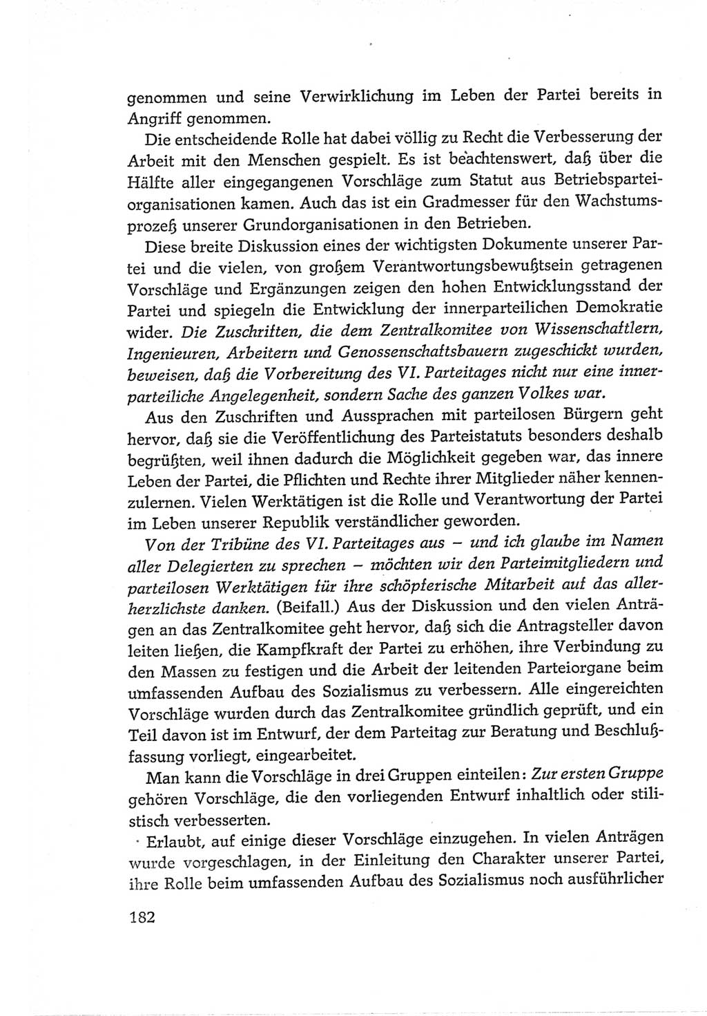 Protokoll der Verhandlungen des Ⅵ. Parteitages der Sozialistischen Einheitspartei Deutschlands (SED) [Deutsche Demokratische Republik (DDR)] 1963, Band Ⅱ, Seite 182 (Prot. Verh. Ⅵ. PT SED DDR 1963, Bd. Ⅱ, S. 182)