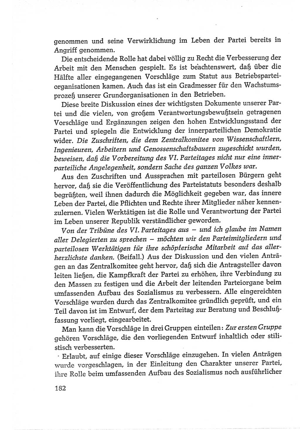 Protokoll der Verhandlungen des Ⅵ. Parteitages der Sozialistischen Einheitspartei Deutschlands (SED) [Deutsche Demokratische Republik (DDR)] 1963, Band Ⅱ, Seite 182 (Prot. Verh. Ⅵ. PT SED DDR 1963, Bd. Ⅱ, S. 182)