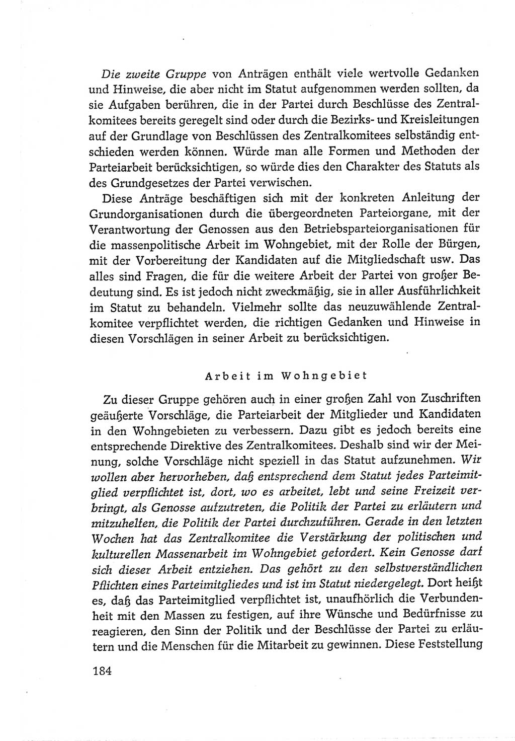 Protokoll der Verhandlungen des Ⅵ. Parteitages der Sozialistischen Einheitspartei Deutschlands (SED) [Deutsche Demokratische Republik (DDR)] 1963, Band Ⅱ, Seite 184 (Prot. Verh. Ⅵ. PT SED DDR 1963, Bd. Ⅱ, S. 184)