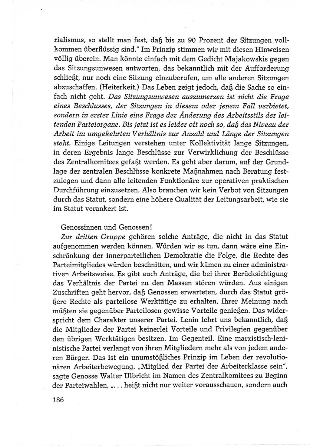 Protokoll der Verhandlungen des Ⅵ. Parteitages der Sozialistischen Einheitspartei Deutschlands (SED) [Deutsche Demokratische Republik (DDR)] 1963, Band Ⅱ, Seite 186 (Prot. Verh. Ⅵ. PT SED DDR 1963, Bd. Ⅱ, S. 186)