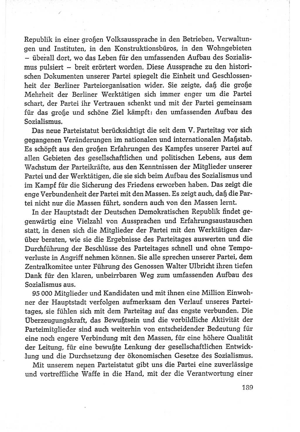 Protokoll der Verhandlungen des Ⅵ. Parteitages der Sozialistischen Einheitspartei Deutschlands (SED) [Deutsche Demokratische Republik (DDR)] 1963, Band Ⅱ, Seite 189 (Prot. Verh. Ⅵ. PT SED DDR 1963, Bd. Ⅱ, S. 189)