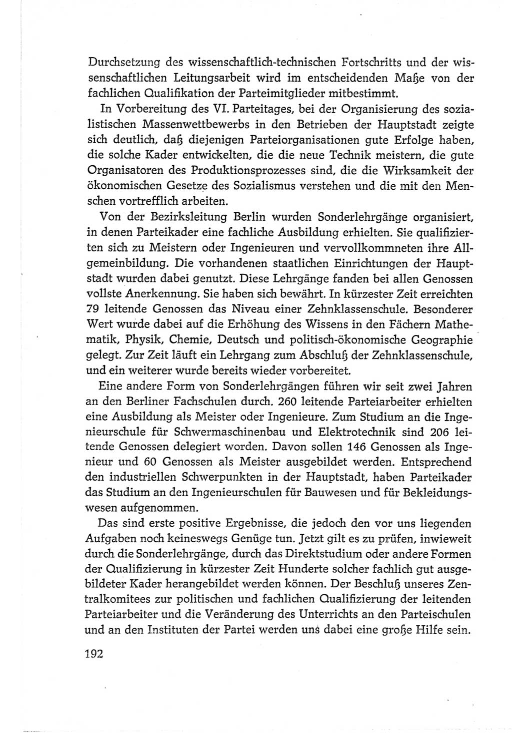 Protokoll der Verhandlungen des Ⅵ. Parteitages der Sozialistischen Einheitspartei Deutschlands (SED) [Deutsche Demokratische Republik (DDR)] 1963, Band Ⅱ, Seite 192 (Prot. Verh. Ⅵ. PT SED DDR 1963, Bd. Ⅱ, S. 192)
