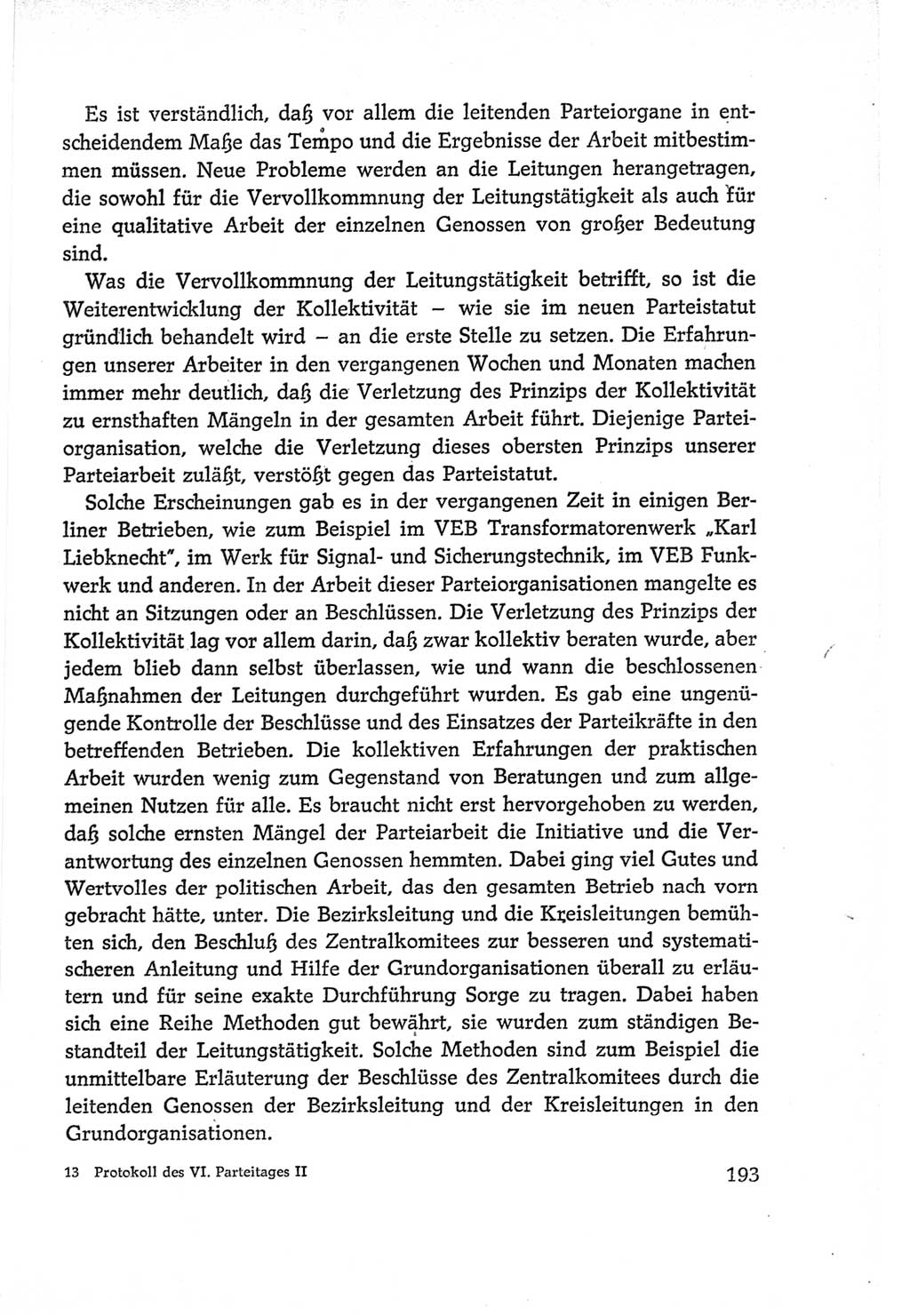 Protokoll der Verhandlungen des Ⅵ. Parteitages der Sozialistischen Einheitspartei Deutschlands (SED) [Deutsche Demokratische Republik (DDR)] 1963, Band Ⅱ, Seite 193 (Prot. Verh. Ⅵ. PT SED DDR 1963, Bd. Ⅱ, S. 193)
