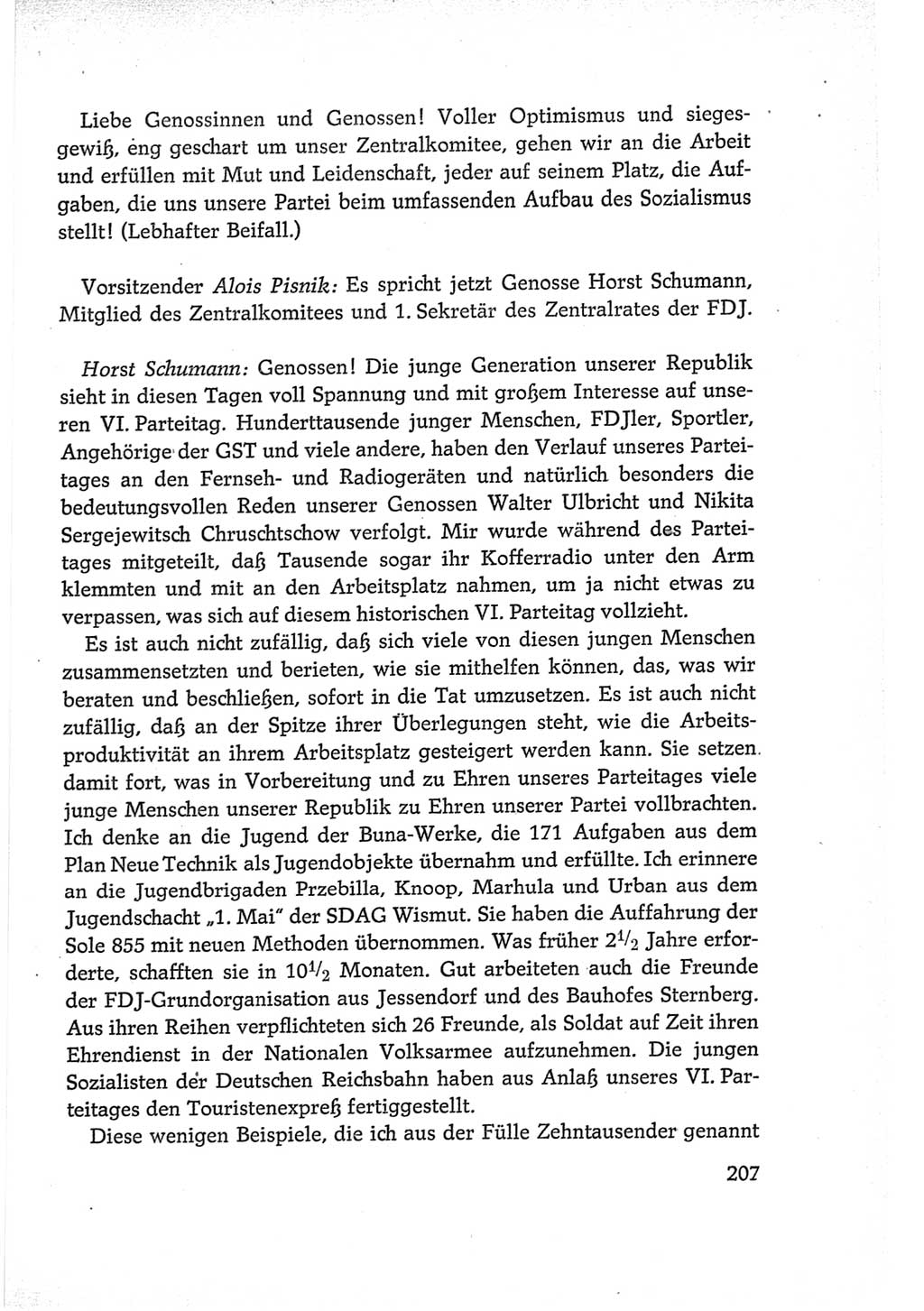 Protokoll der Verhandlungen des Ⅵ. Parteitages der Sozialistischen Einheitspartei Deutschlands (SED) [Deutsche Demokratische Republik (DDR)] 1963, Band Ⅱ, Seite 207 (Prot. Verh. Ⅵ. PT SED DDR 1963, Bd. Ⅱ, S. 207)