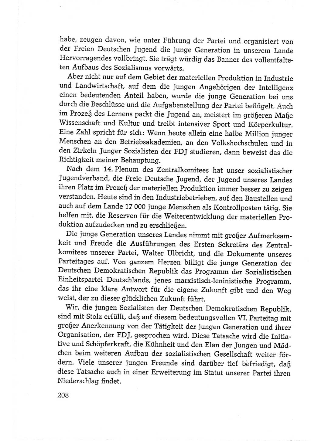 Protokoll der Verhandlungen des Ⅵ. Parteitages der Sozialistischen Einheitspartei Deutschlands (SED) [Deutsche Demokratische Republik (DDR)] 1963, Band Ⅱ, Seite 208 (Prot. Verh. Ⅵ. PT SED DDR 1963, Bd. Ⅱ, S. 208)