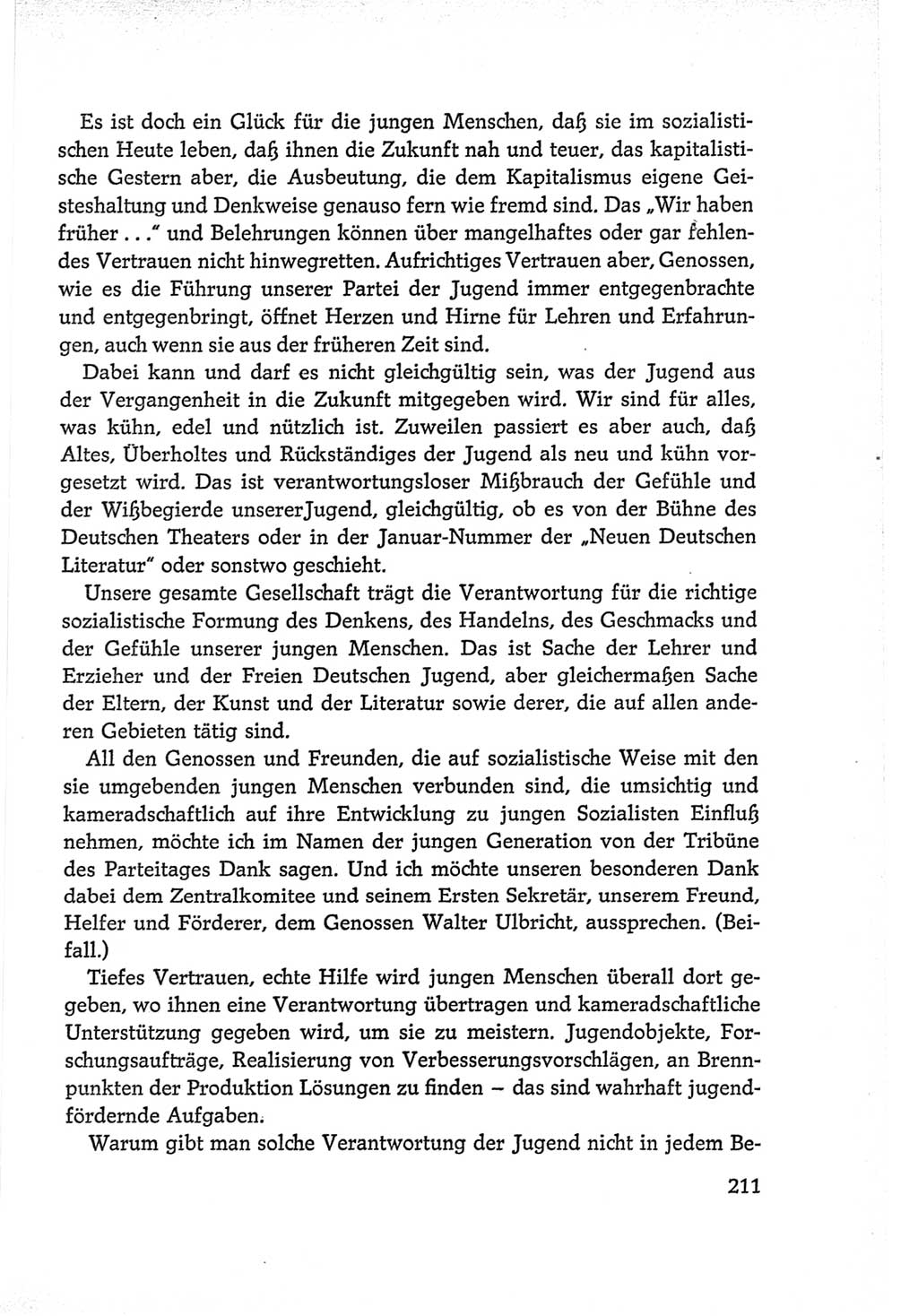 Protokoll der Verhandlungen des Ⅵ. Parteitages der Sozialistischen Einheitspartei Deutschlands (SED) [Deutsche Demokratische Republik (DDR)] 1963, Band Ⅱ, Seite 211 (Prot. Verh. Ⅵ. PT SED DDR 1963, Bd. Ⅱ, S. 211)