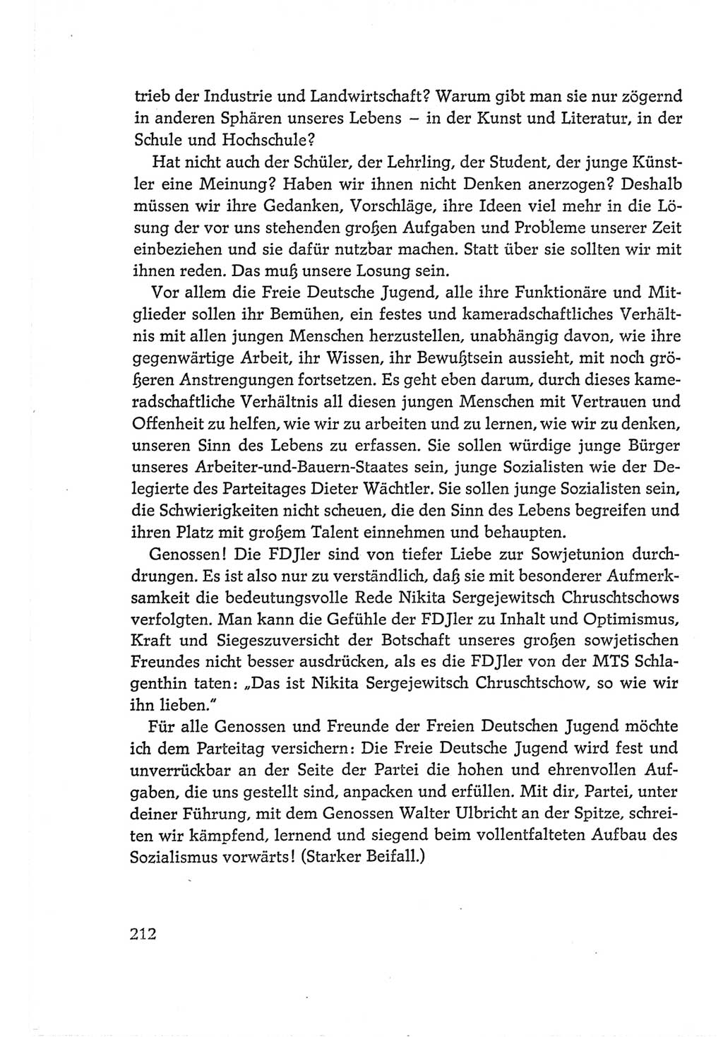 Protokoll der Verhandlungen des Ⅵ. Parteitages der Sozialistischen Einheitspartei Deutschlands (SED) [Deutsche Demokratische Republik (DDR)] 1963, Band Ⅱ, Seite 212 (Prot. Verh. Ⅵ. PT SED DDR 1963, Bd. Ⅱ, S. 212)