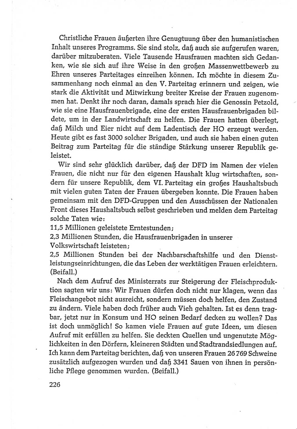 Protokoll der Verhandlungen des Ⅵ. Parteitages der Sozialistischen Einheitspartei Deutschlands (SED) [Deutsche Demokratische Republik (DDR)] 1963, Band Ⅱ, Seite 226 (Prot. Verh. Ⅵ. PT SED DDR 1963, Bd. Ⅱ, S. 226)