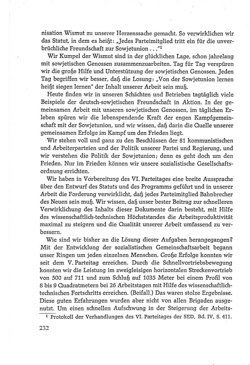 Protokoll der Verhandlungen des Ⅵ. Parteitages der Sozialistischen Einheitspartei Deutschlands (SED) [Deutsche Demokratische Republik (DDR)] 1963, Band Ⅱ, Seite 232 (Prot. Verh. Ⅵ. PT SED DDR 1963, Bd. Ⅱ, S. 232)