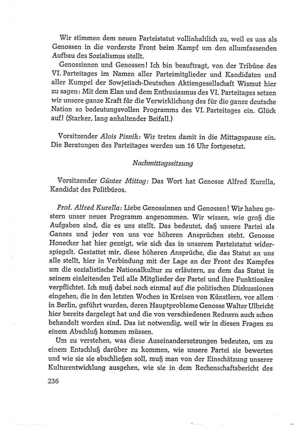 Protokoll der Verhandlungen des Ⅵ. Parteitages der Sozialistischen Einheitspartei Deutschlands (SED) [Deutsche Demokratische Republik (DDR)] 1963, Band Ⅱ, Seite 236 (Prot. Verh. Ⅵ. PT SED DDR 1963, Bd. Ⅱ, S. 236)