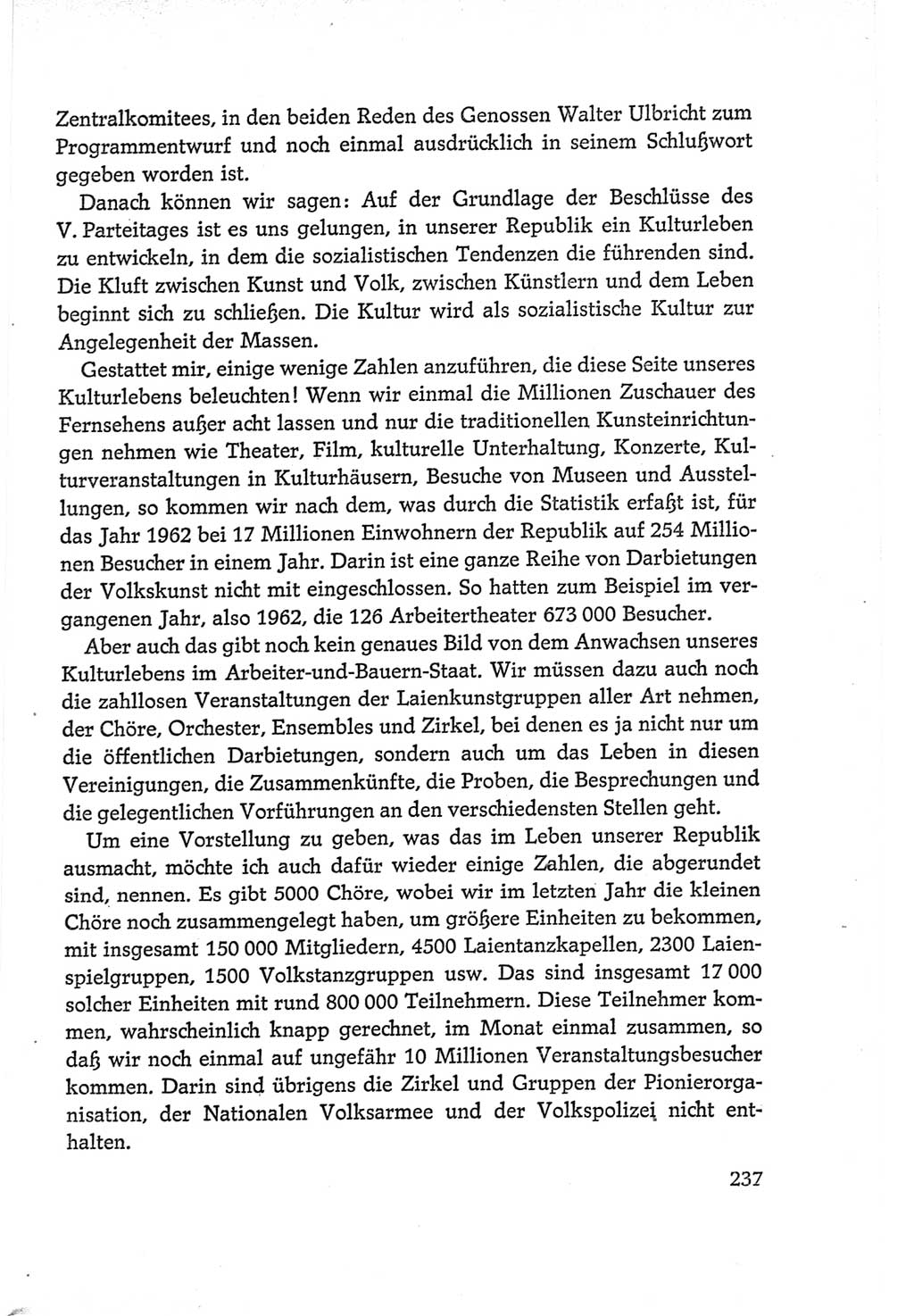 Protokoll der Verhandlungen des Ⅵ. Parteitages der Sozialistischen Einheitspartei Deutschlands (SED) [Deutsche Demokratische Republik (DDR)] 1963, Band Ⅱ, Seite 237 (Prot. Verh. Ⅵ. PT SED DDR 1963, Bd. Ⅱ, S. 237)