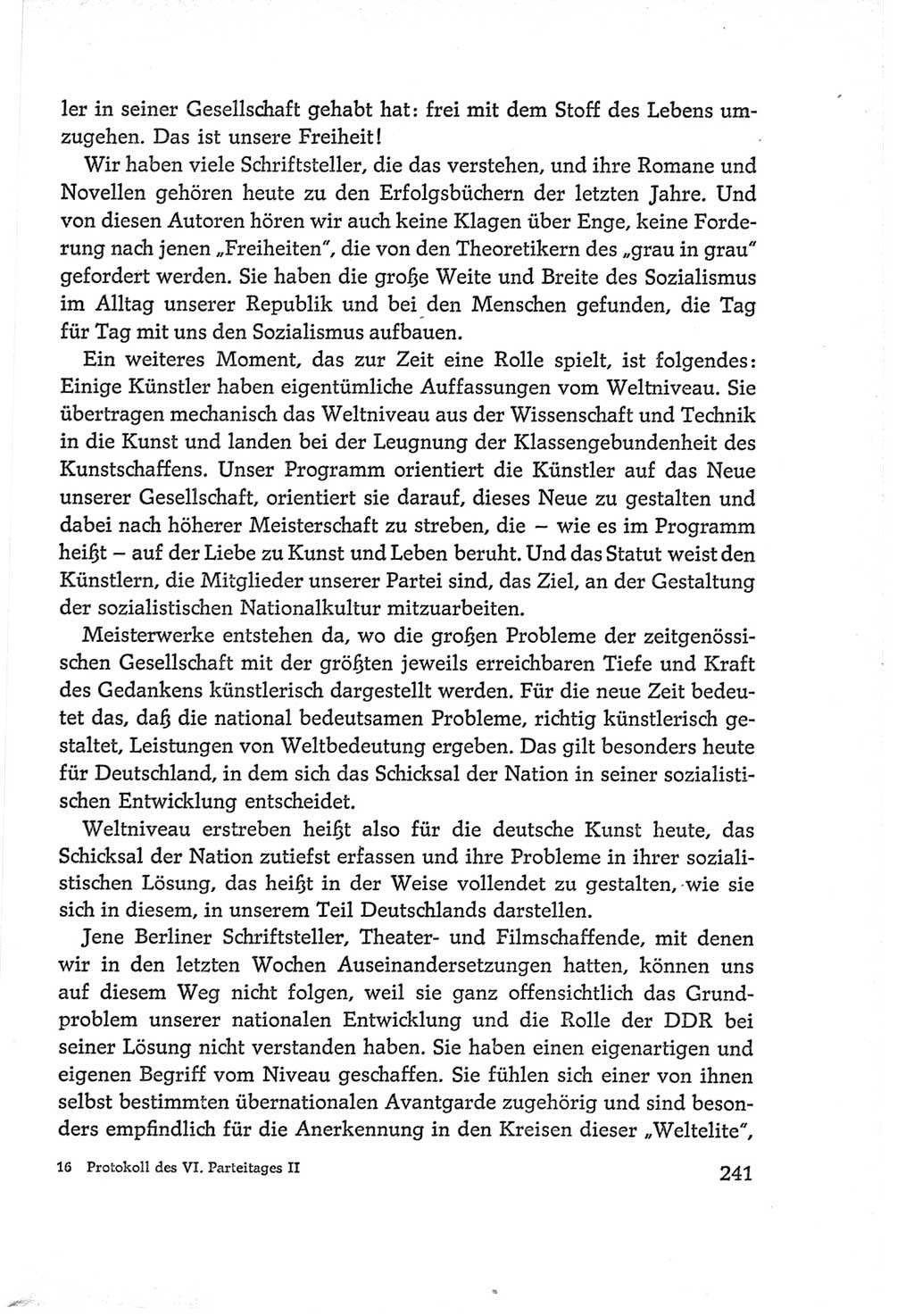 Protokoll der Verhandlungen des Ⅵ. Parteitages der Sozialistischen Einheitspartei Deutschlands (SED) [Deutsche Demokratische Republik (DDR)] 1963, Band Ⅱ, Seite 241 (Prot. Verh. Ⅵ. PT SED DDR 1963, Bd. Ⅱ, S. 241)