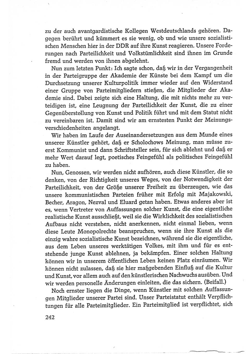 Protokoll der Verhandlungen des Ⅵ. Parteitages der Sozialistischen Einheitspartei Deutschlands (SED) [Deutsche Demokratische Republik (DDR)] 1963, Band Ⅱ, Seite 242 (Prot. Verh. Ⅵ. PT SED DDR 1963, Bd. Ⅱ, S. 242)