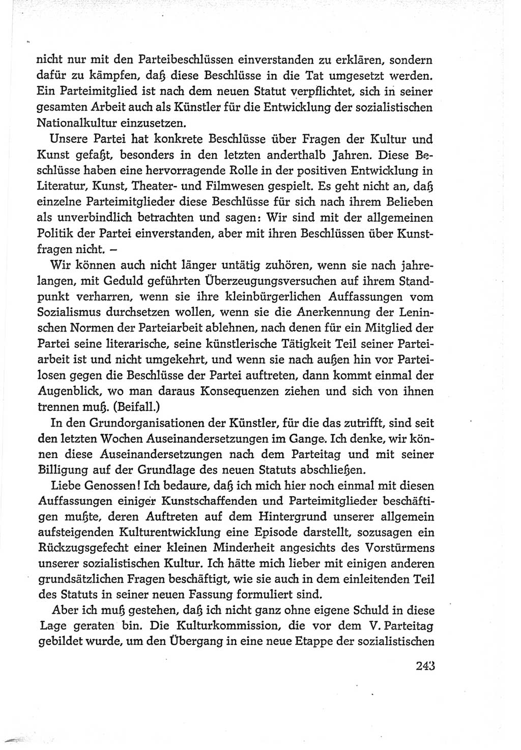 Protokoll der Verhandlungen des Ⅵ. Parteitages der Sozialistischen Einheitspartei Deutschlands (SED) [Deutsche Demokratische Republik (DDR)] 1963, Band Ⅱ, Seite 243 (Prot. Verh. Ⅵ. PT SED DDR 1963, Bd. Ⅱ, S. 243)